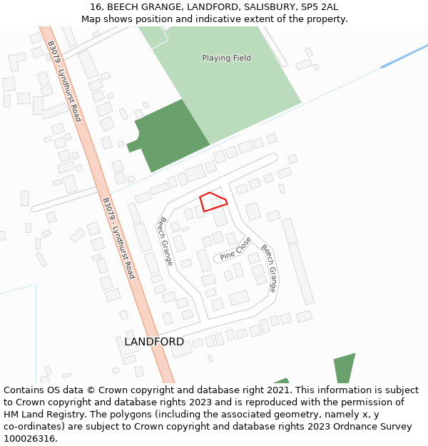 16, BEECH GRANGE, LANDFORD, SALISBURY, SP5 2AL: Location map and indicative extent of plot