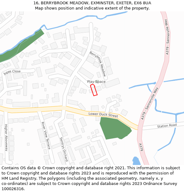 16, BERRYBROOK MEADOW, EXMINSTER, EXETER, EX6 8UA: Location map and indicative extent of plot