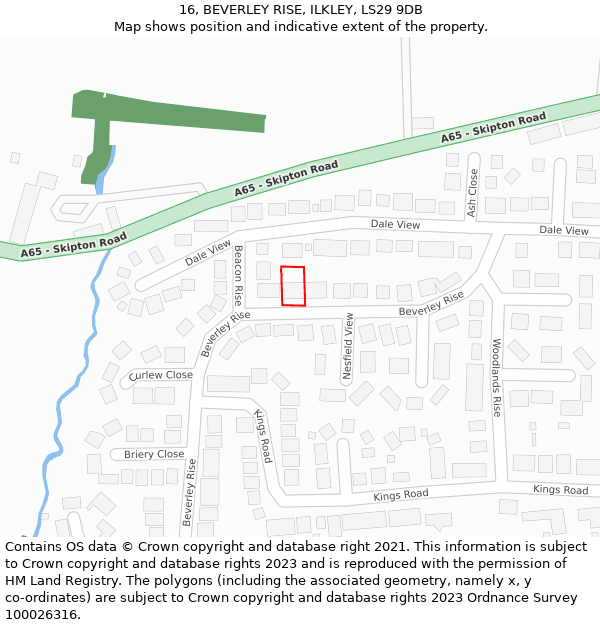 16, BEVERLEY RISE, ILKLEY, LS29 9DB: Location map and indicative extent of plot