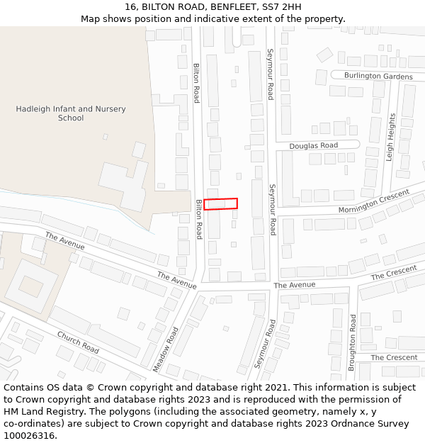16, BILTON ROAD, BENFLEET, SS7 2HH: Location map and indicative extent of plot