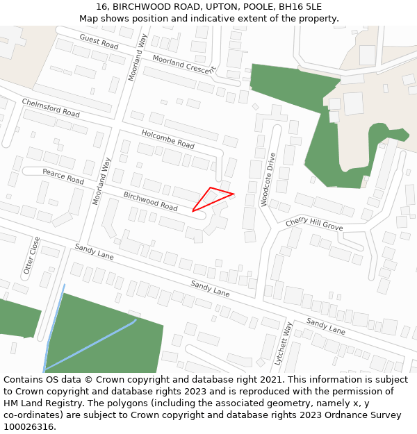 16, BIRCHWOOD ROAD, UPTON, POOLE, BH16 5LE: Location map and indicative extent of plot