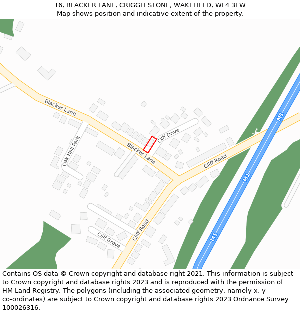 16, BLACKER LANE, CRIGGLESTONE, WAKEFIELD, WF4 3EW: Location map and indicative extent of plot