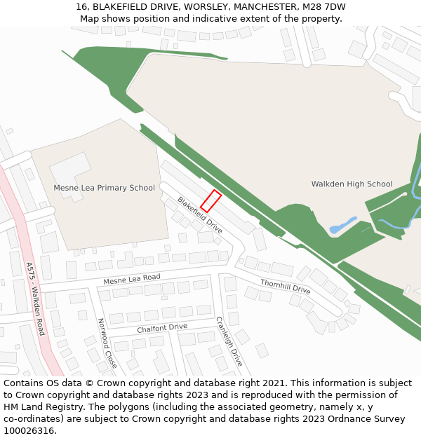 16, BLAKEFIELD DRIVE, WORSLEY, MANCHESTER, M28 7DW: Location map and indicative extent of plot