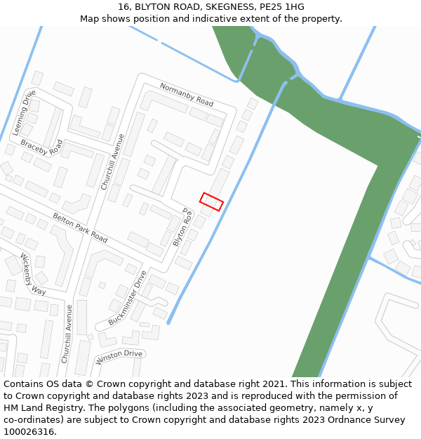 16, BLYTON ROAD, SKEGNESS, PE25 1HG: Location map and indicative extent of plot