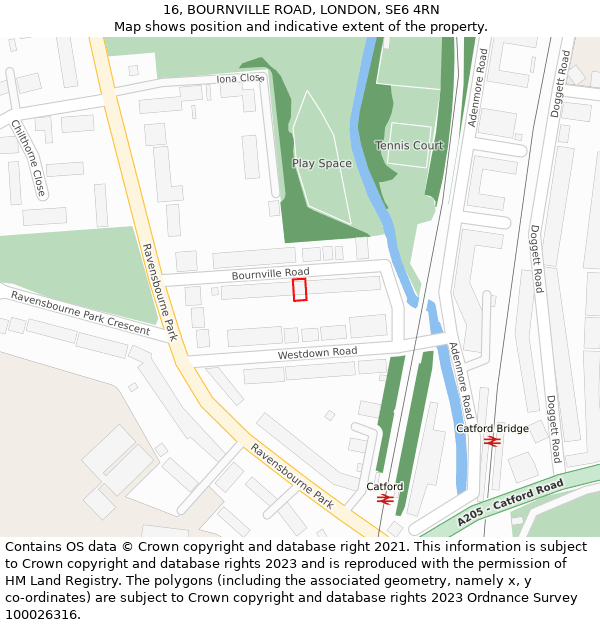 16, BOURNVILLE ROAD, LONDON, SE6 4RN: Location map and indicative extent of plot