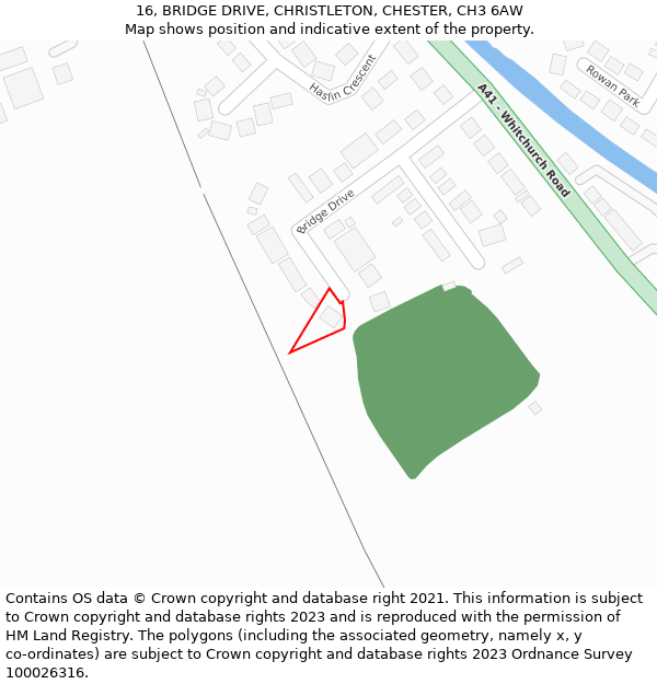 16, BRIDGE DRIVE, CHRISTLETON, CHESTER, CH3 6AW: Location map and indicative extent of plot