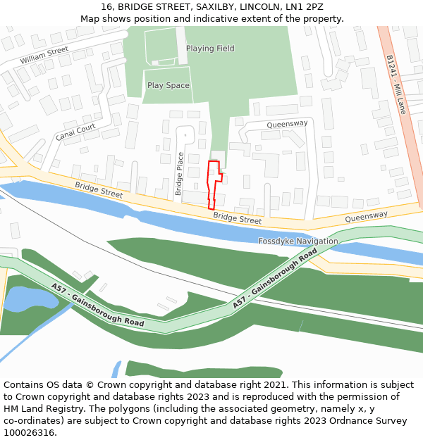 16, BRIDGE STREET, SAXILBY, LINCOLN, LN1 2PZ: Location map and indicative extent of plot