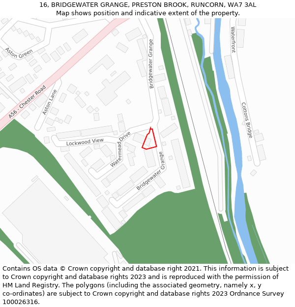 16, BRIDGEWATER GRANGE, PRESTON BROOK, RUNCORN, WA7 3AL: Location map and indicative extent of plot