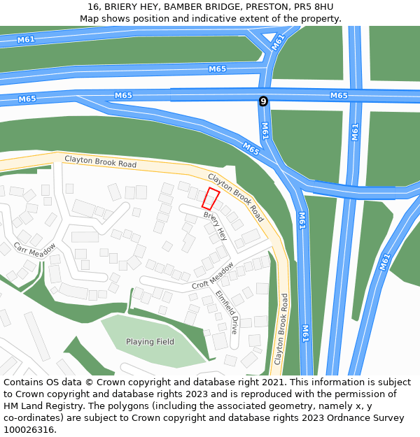 16, BRIERY HEY, BAMBER BRIDGE, PRESTON, PR5 8HU: Location map and indicative extent of plot