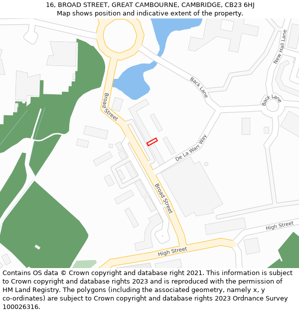 16, BROAD STREET, GREAT CAMBOURNE, CAMBRIDGE, CB23 6HJ: Location map and indicative extent of plot
