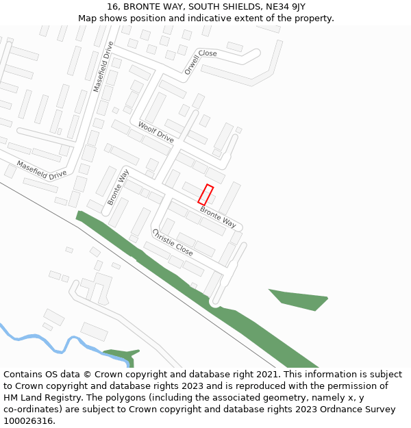 16, BRONTE WAY, SOUTH SHIELDS, NE34 9JY: Location map and indicative extent of plot