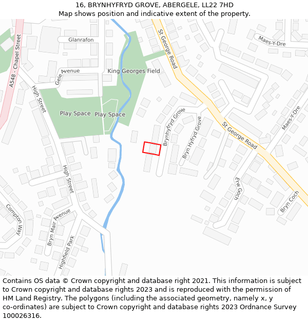 16, BRYNHYFRYD GROVE, ABERGELE, LL22 7HD: Location map and indicative extent of plot