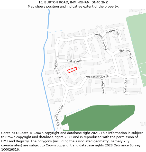 16, BURTON ROAD, IMMINGHAM, DN40 2NZ: Location map and indicative extent of plot