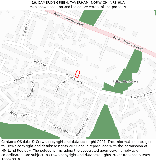 16, CAMERON GREEN, TAVERHAM, NORWICH, NR8 6UA: Location map and indicative extent of plot