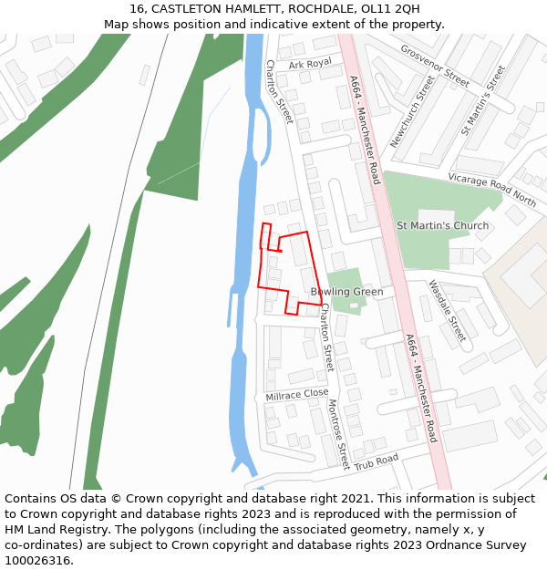 16, CASTLETON HAMLETT, ROCHDALE, OL11 2QH: Location map and indicative extent of plot
