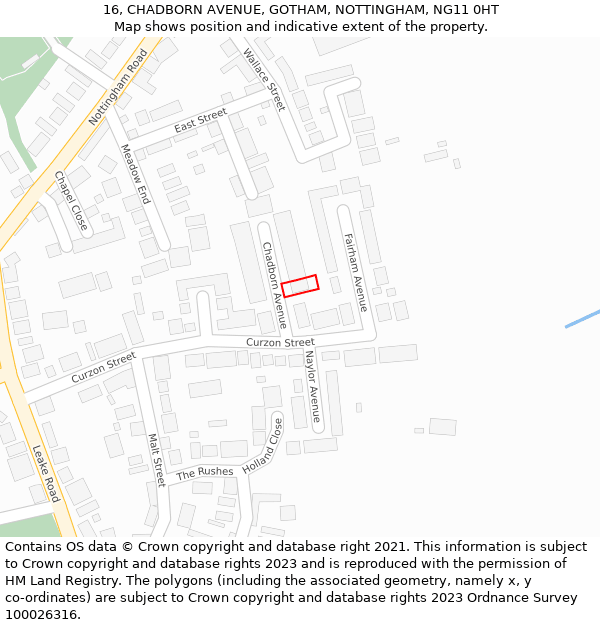 16, CHADBORN AVENUE, GOTHAM, NOTTINGHAM, NG11 0HT: Location map and indicative extent of plot