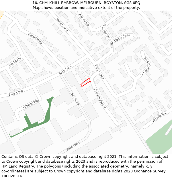 16, CHALKHILL BARROW, MELBOURN, ROYSTON, SG8 6EQ: Location map and indicative extent of plot