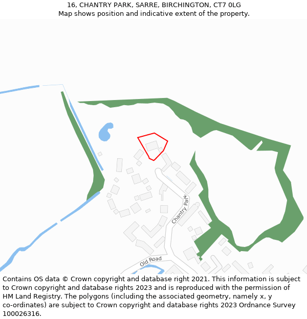 16, CHANTRY PARK, SARRE, BIRCHINGTON, CT7 0LG: Location map and indicative extent of plot