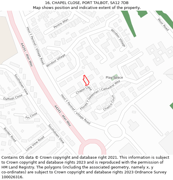 16, CHAPEL CLOSE, PORT TALBOT, SA12 7DB: Location map and indicative extent of plot