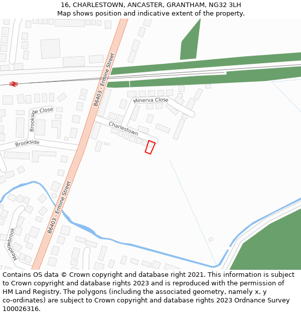 16, CHARLESTOWN, ANCASTER, GRANTHAM, NG32 3LH: Location map and indicative extent of plot