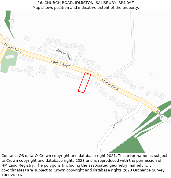 16, CHURCH ROAD, IDMISTON, SALISBURY, SP4 0AZ: Location map and indicative extent of plot