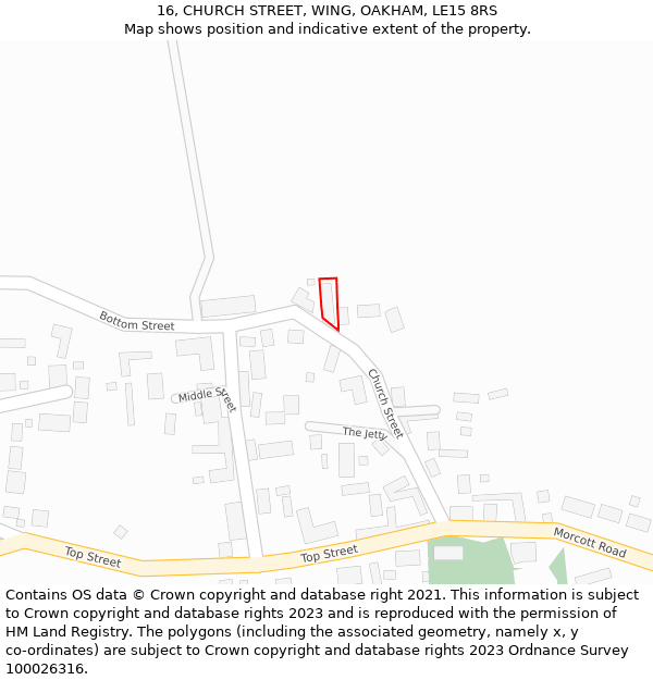 16, CHURCH STREET, WING, OAKHAM, LE15 8RS: Location map and indicative extent of plot