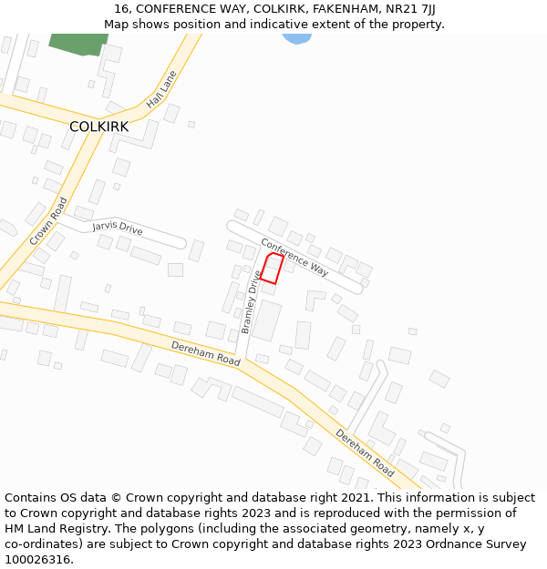 16, CONFERENCE WAY, COLKIRK, FAKENHAM, NR21 7JJ: Location map and indicative extent of plot