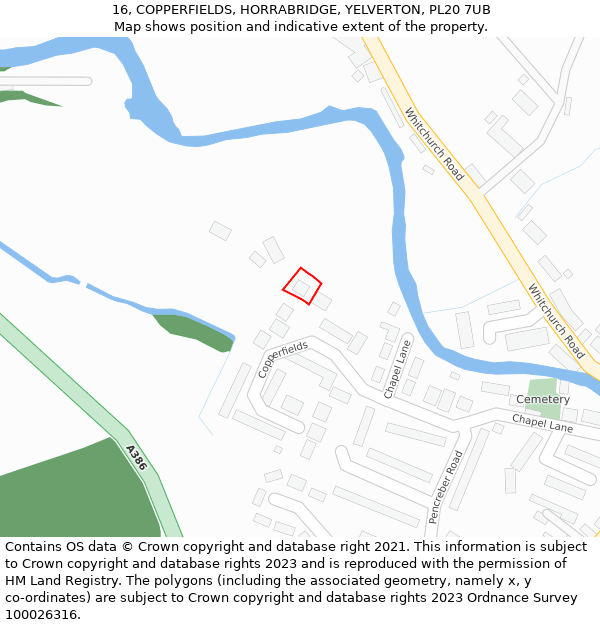16, COPPERFIELDS, HORRABRIDGE, YELVERTON, PL20 7UB: Location map and indicative extent of plot