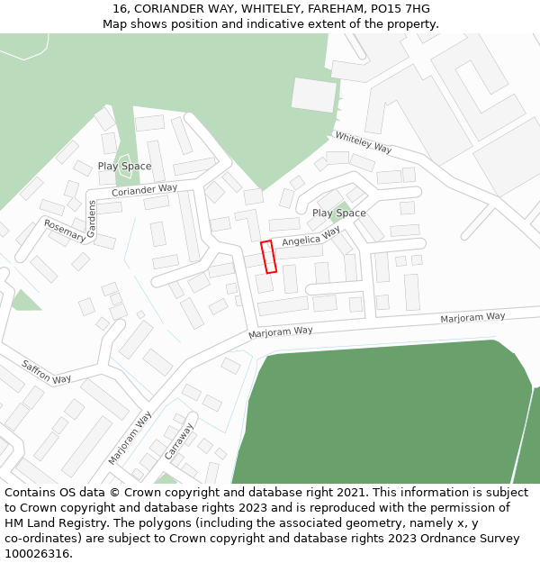 16, CORIANDER WAY, WHITELEY, FAREHAM, PO15 7HG: Location map and indicative extent of plot