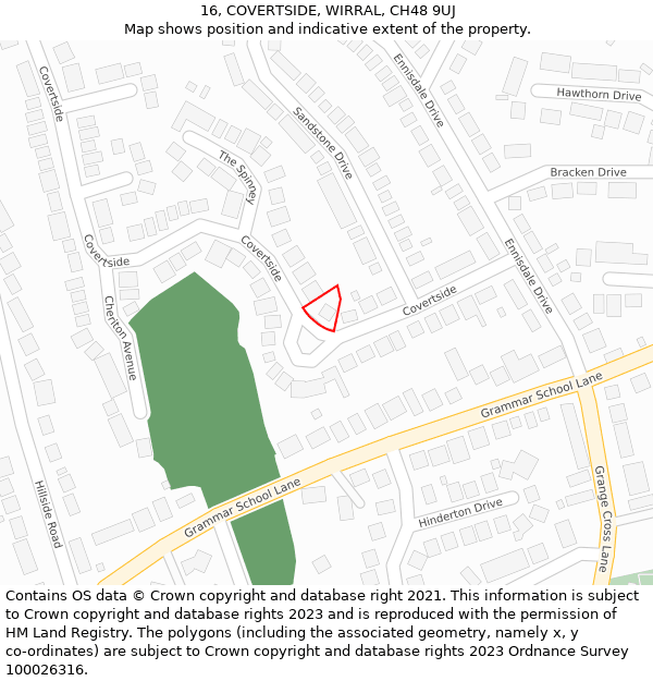 16, COVERTSIDE, WIRRAL, CH48 9UJ: Location map and indicative extent of plot