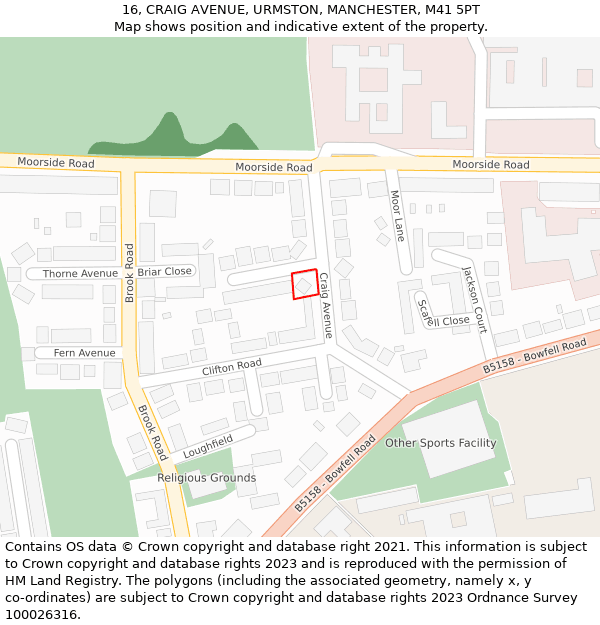 16, CRAIG AVENUE, URMSTON, MANCHESTER, M41 5PT: Location map and indicative extent of plot