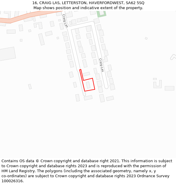 16, CRAIG LAS, LETTERSTON, HAVERFORDWEST, SA62 5SQ: Location map and indicative extent of plot