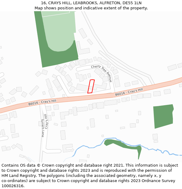 16, CRAYS HILL, LEABROOKS, ALFRETON, DE55 1LN: Location map and indicative extent of plot