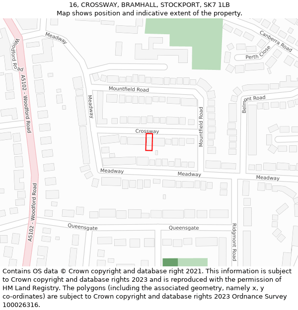 16, CROSSWAY, BRAMHALL, STOCKPORT, SK7 1LB: Location map and indicative extent of plot