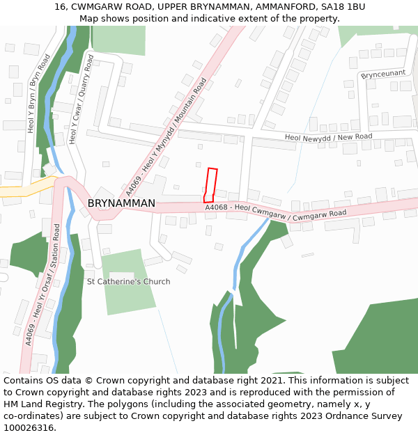 16, CWMGARW ROAD, UPPER BRYNAMMAN, AMMANFORD, SA18 1BU: Location map and indicative extent of plot