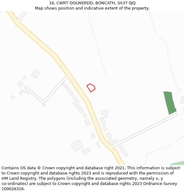 16, CWRT DOLWERDD, BONCATH, SA37 0JQ: Location map and indicative extent of plot