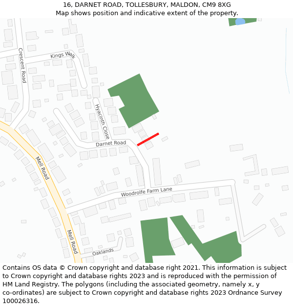 16, DARNET ROAD, TOLLESBURY, MALDON, CM9 8XG: Location map and indicative extent of plot