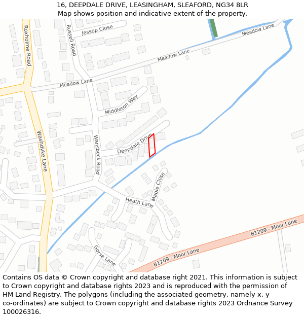 16, DEEPDALE DRIVE, LEASINGHAM, SLEAFORD, NG34 8LR: Location map and indicative extent of plot