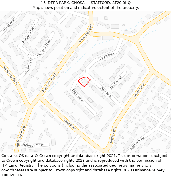 16, DEER PARK, GNOSALL, STAFFORD, ST20 0HQ: Location map and indicative extent of plot