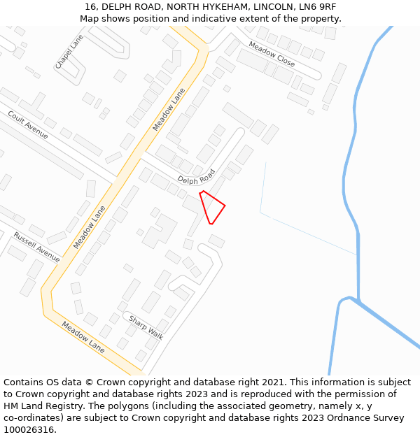 16, DELPH ROAD, NORTH HYKEHAM, LINCOLN, LN6 9RF: Location map and indicative extent of plot