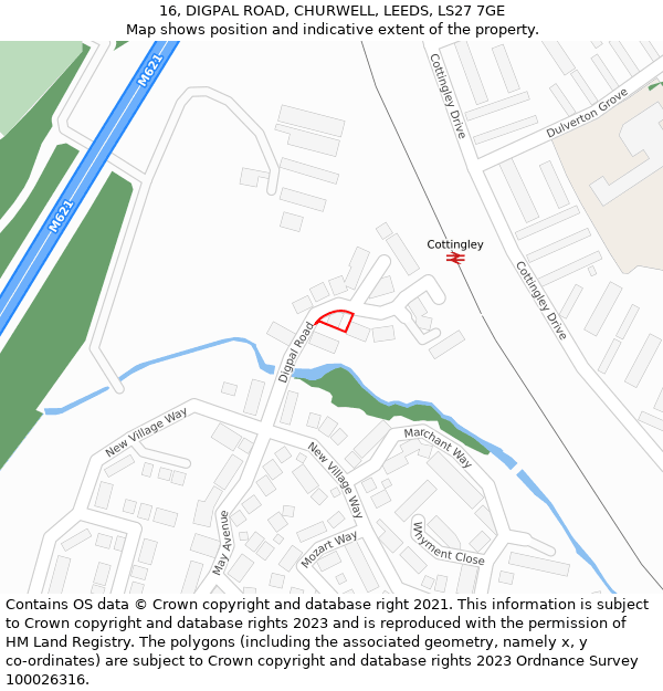 16, DIGPAL ROAD, CHURWELL, LEEDS, LS27 7GE: Location map and indicative extent of plot