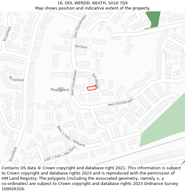 16, DOL WERDD, NEATH, SA10 7QX: Location map and indicative extent of plot