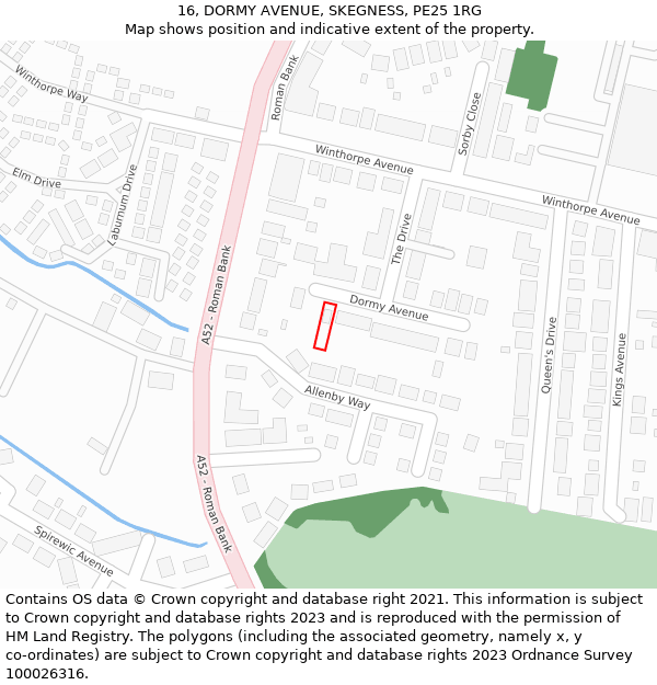 16, DORMY AVENUE, SKEGNESS, PE25 1RG: Location map and indicative extent of plot