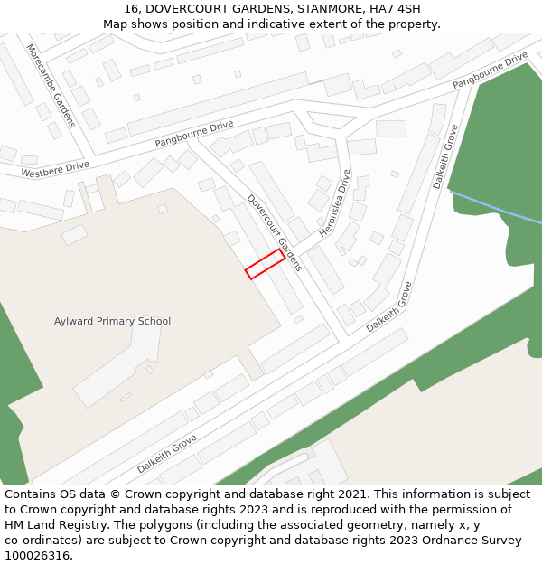 16, DOVERCOURT GARDENS, STANMORE, HA7 4SH: Location map and indicative extent of plot