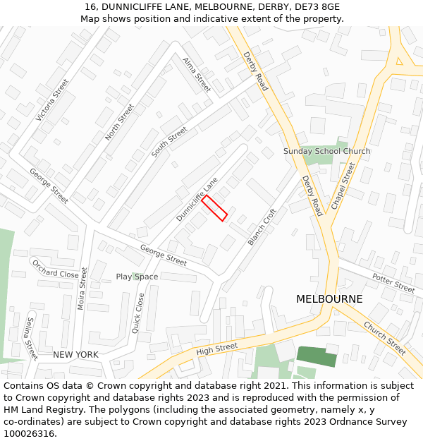 16, DUNNICLIFFE LANE, MELBOURNE, DERBY, DE73 8GE: Location map and indicative extent of plot