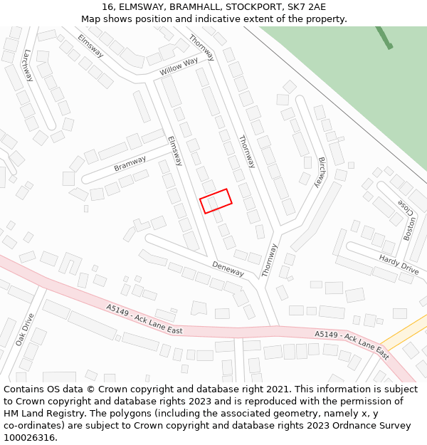 16, ELMSWAY, BRAMHALL, STOCKPORT, SK7 2AE: Location map and indicative extent of plot