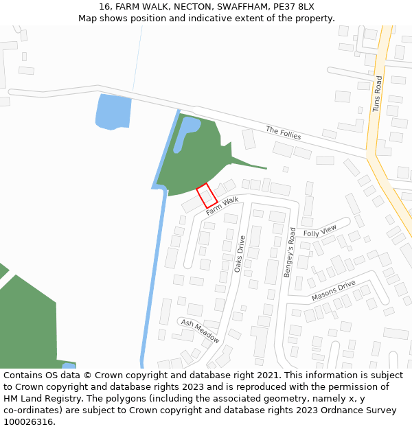 16, FARM WALK, NECTON, SWAFFHAM, PE37 8LX: Location map and indicative extent of plot