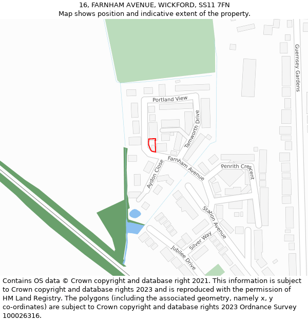 16, FARNHAM AVENUE, WICKFORD, SS11 7FN: Location map and indicative extent of plot
