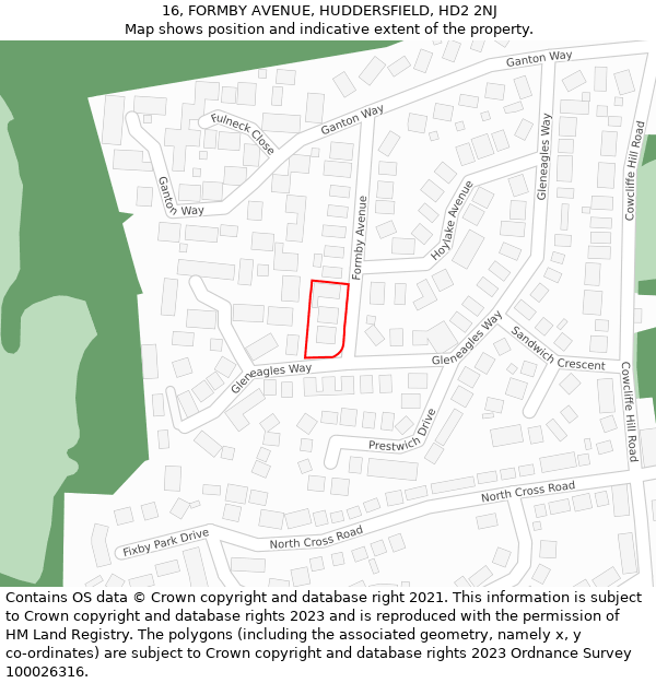 16, FORMBY AVENUE, HUDDERSFIELD, HD2 2NJ: Location map and indicative extent of plot