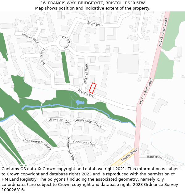 16, FRANCIS WAY, BRIDGEYATE, BRISTOL, BS30 5FW: Location map and indicative extent of plot